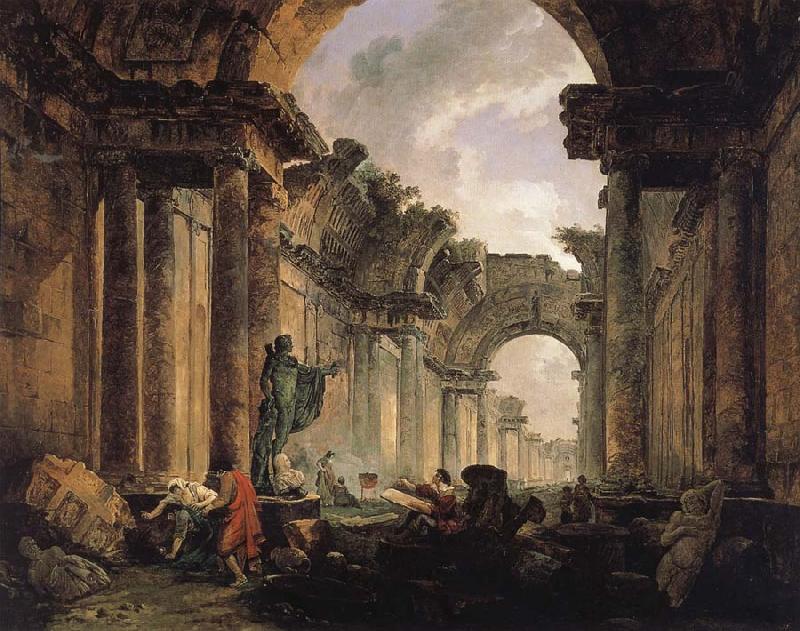 ROBERT, Hubert Imaginary View of the Grande Galerie in the Louvre in Ruins China oil painting art